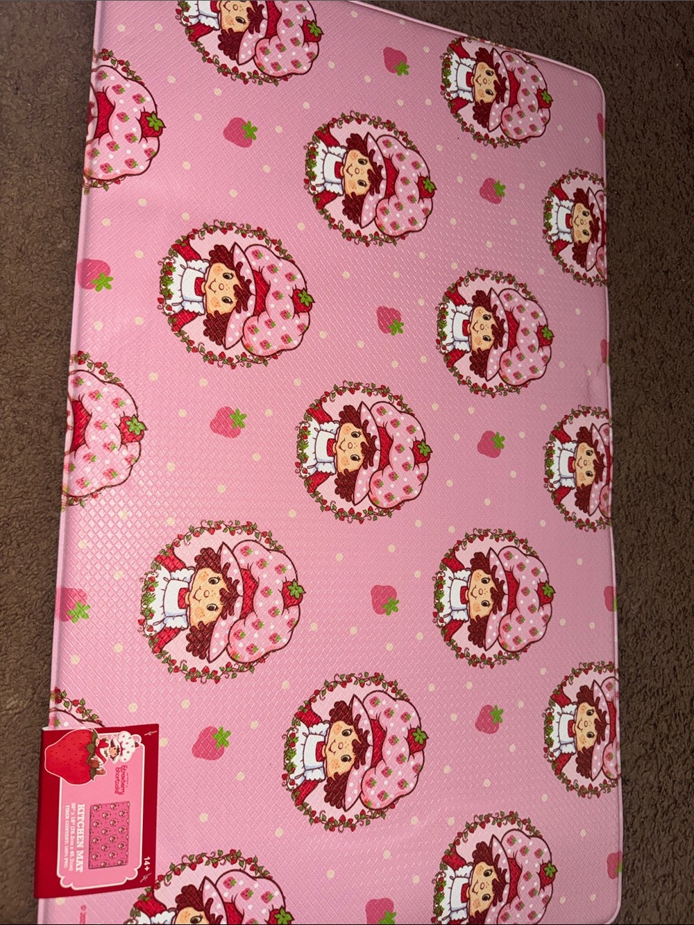 Strawberry Shortcake Character Pink Kitchen Mat